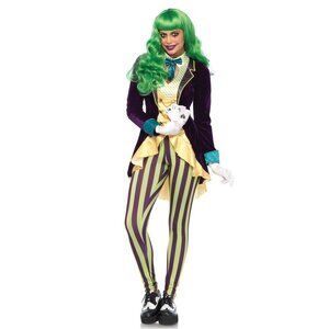 Wicked Trickster Women’s Halloween Costume – 2 Piece Sequin Velvet Jacket & Stri